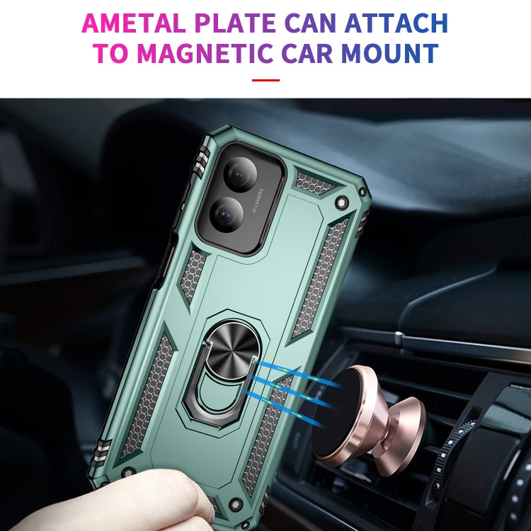 For Motorola Moto G Play 4G 2024 Shockproof TPU + PC Phone Case with Holder(Dark Green) by buy2fix