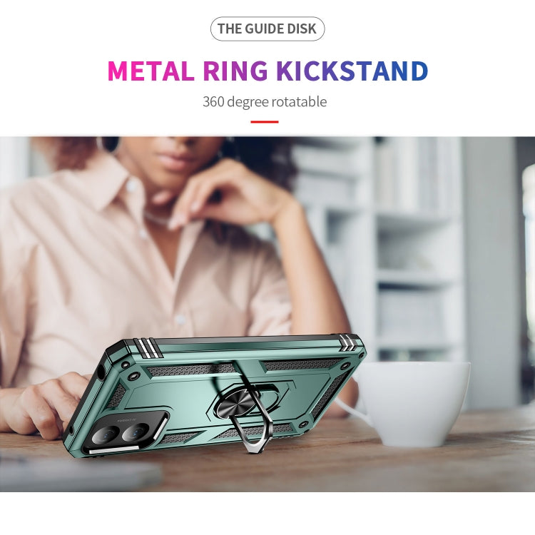 For Motorola Moto G Play 4G 2024 Shockproof TPU + PC Phone Case with Holder(Dark Green) by buy2fix