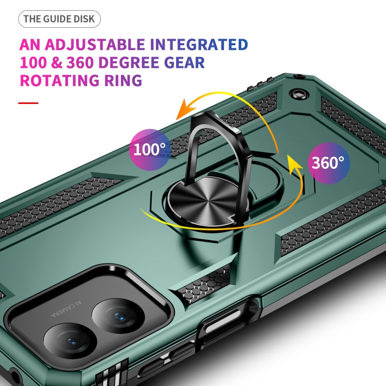 For Motorola Moto G Play 4G 2024 Shockproof TPU + PC Phone Case with Holder(Dark Green) by buy2fix