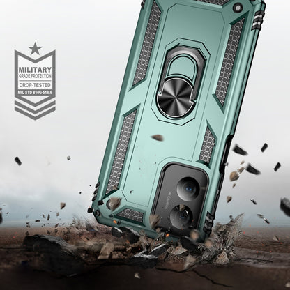 For Motorola Moto G Play 4G 2024 Shockproof TPU + PC Phone Case with Holder(Dark Green) by buy2fix