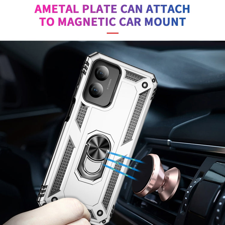 For Motorola Moto G Play 4G 2024 Shockproof TPU + PC Phone Case with Holder(Silver) by buy2fix