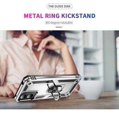 For Motorola Moto G Play 4G 2024 Shockproof TPU + PC Phone Case with Holder(Silver) by buy2fix