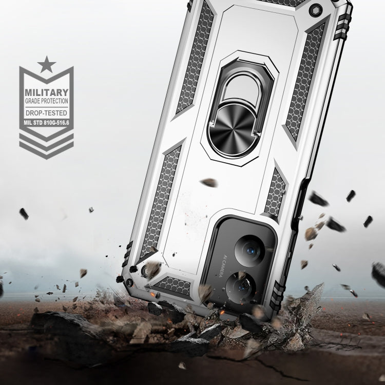 For Motorola Moto G Play 4G 2024 Shockproof TPU + PC Phone Case with Holder(Silver) by buy2fix