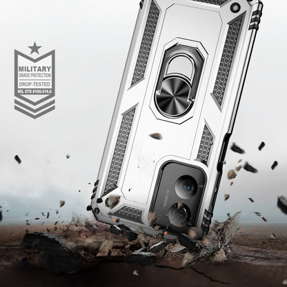 For Motorola Moto G Play 4G 2024 Shockproof TPU + PC Phone Case with Holder(Silver) by buy2fix