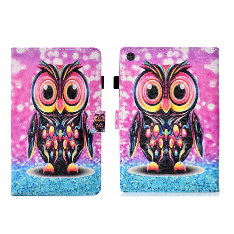 For Samsung Galaxy Tab A9+ Coloured Drawing Stitching Flip PU Tablet Case with Sleep / Wake-up Function(Owl) - Galaxy Tab A9+ by buy2fix | Online Shopping UK | buy2fix