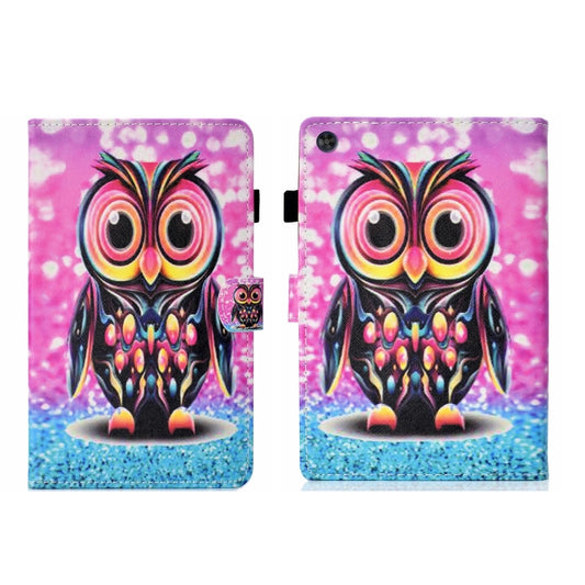 For Samsung Galaxy Tab A9+ Coloured Drawing Stitching Flip PU Tablet Case with Sleep / Wake-up Function(Owl) - Galaxy Tab A9+ by buy2fix | Online Shopping UK | buy2fix