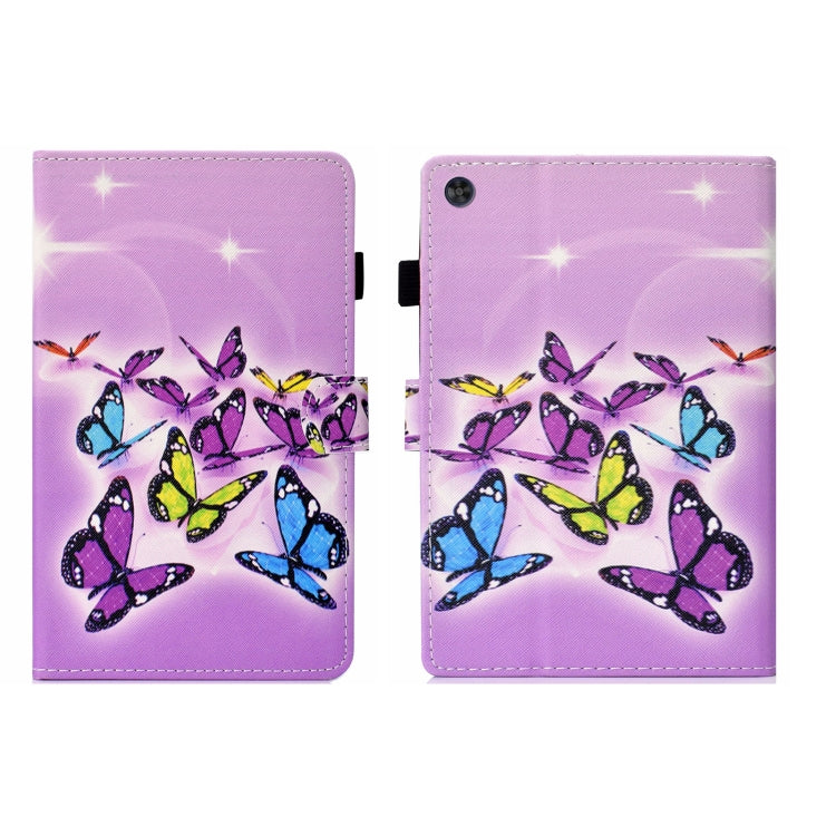 For Samsung Galaxy Tab A9+ Coloured Drawing Stitching Flip PU Tablet Case with Sleep / Wake-up Function(Butterflies) - Galaxy Tab A9+ by buy2fix | Online Shopping UK | buy2fix