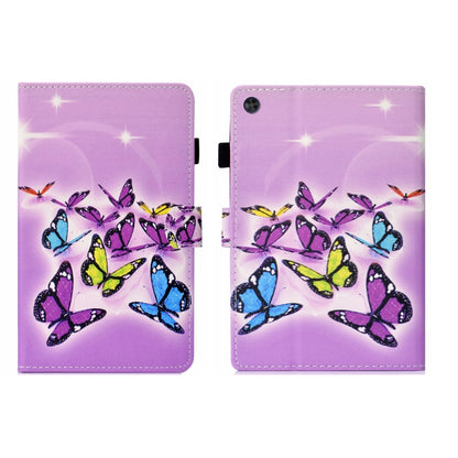 For Samsung Galaxy Tab A9+ Coloured Drawing Stitching Flip PU Tablet Case with Sleep / Wake-up Function(Butterflies) - Galaxy Tab A9+ by buy2fix | Online Shopping UK | buy2fix
