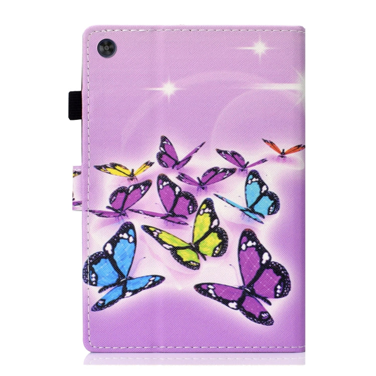 For Samsung Galaxy Tab A9+ Coloured Drawing Stitching Flip PU Tablet Case with Sleep / Wake-up Function(Butterflies) - Galaxy Tab A9+ by buy2fix | Online Shopping UK | buy2fix