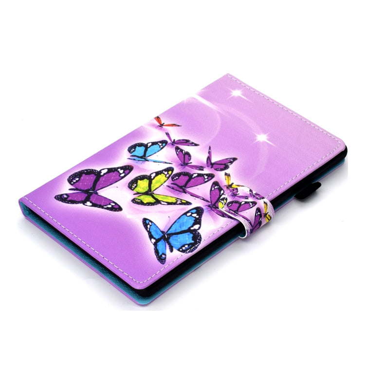 For Samsung Galaxy Tab A9+ Coloured Drawing Stitching Flip PU Tablet Case with Sleep / Wake-up Function(Butterflies) - Galaxy Tab A9+ by buy2fix | Online Shopping UK | buy2fix