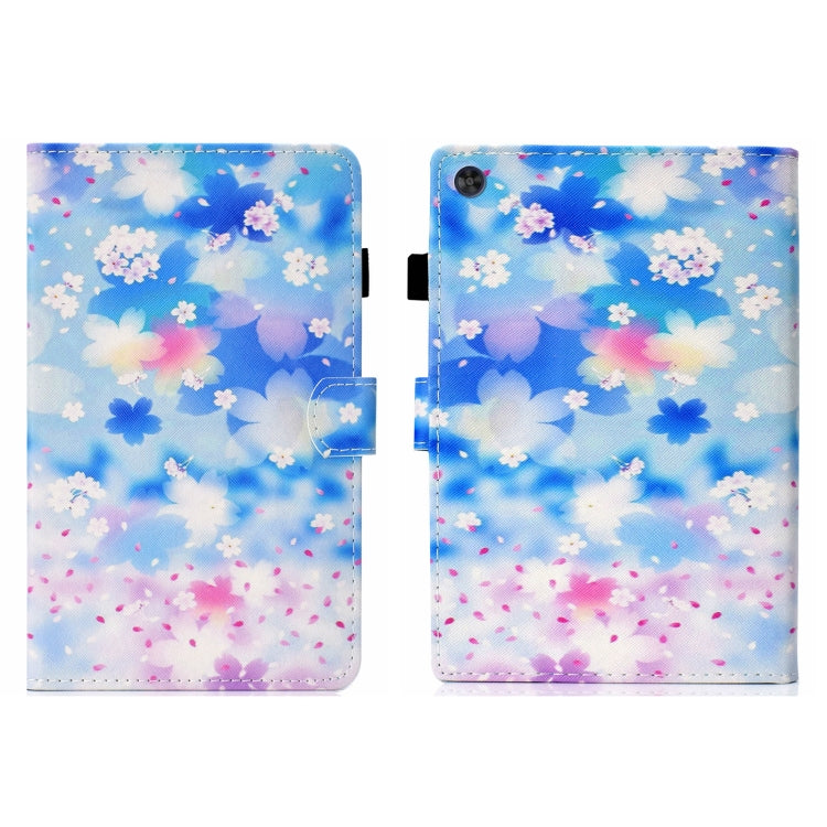 For Samsung Galaxy Tab A9+ Coloured Drawing Stitching Flip PU Tablet Case with Sleep / Wake-up Function(Petal Rain) - Galaxy Tab A9+ by buy2fix | Online Shopping UK | buy2fix