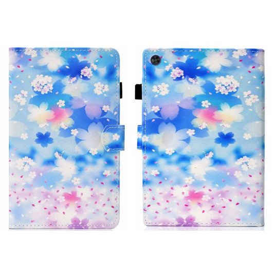 For Samsung Galaxy Tab A9+ Coloured Drawing Stitching Flip PU Tablet Case with Sleep / Wake-up Function(Petal Rain) - Galaxy Tab A9+ by buy2fix | Online Shopping UK | buy2fix