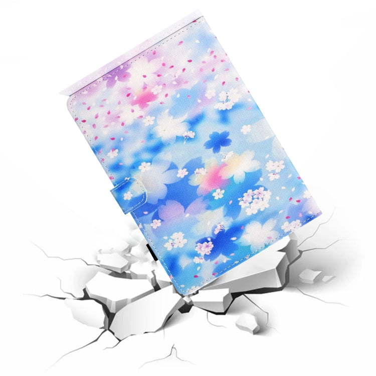 For Samsung Galaxy Tab A9+ Coloured Drawing Stitching Flip PU Tablet Case with Sleep / Wake-up Function(Petal Rain) - Galaxy Tab A9+ by buy2fix | Online Shopping UK | buy2fix