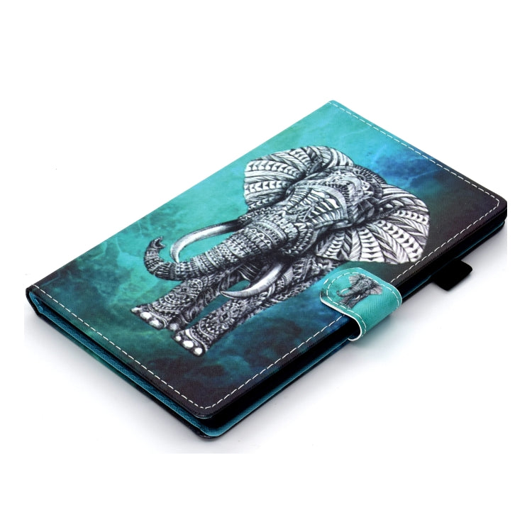For Samsung Galaxy Tab A9+ Coloured Drawing Stitching Flip PU Tablet Case with Sleep / Wake-up Function(Elephant) - Galaxy Tab A9+ by buy2fix | Online Shopping UK | buy2fix