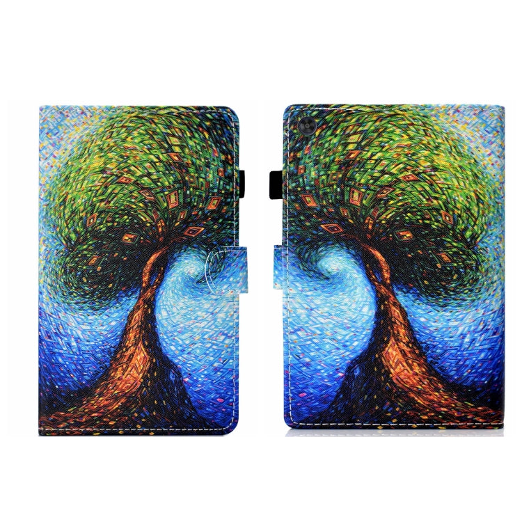 For Samsung Galaxy Tab A9+ Coloured Drawing Stitching Flip PU Tablet Case with Sleep / Wake-up Function(Abstract Tree) - Galaxy Tab A9+ by buy2fix | Online Shopping UK | buy2fix