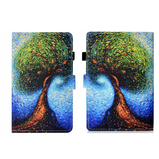 For Samsung Galaxy Tab A9+ Coloured Drawing Stitching Flip PU Tablet Case with Sleep / Wake-up Function(Abstract Tree) - Galaxy Tab A9+ by buy2fix | Online Shopping UK | buy2fix