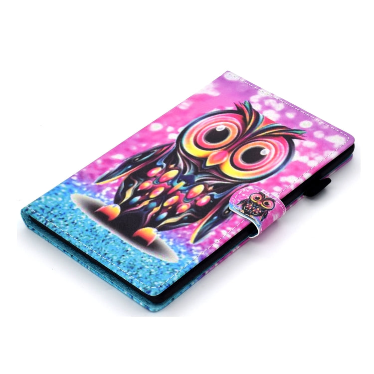 For Samsung Galaxy Tab A9 Coloured Drawing Stitching Flip PU Tablet Case with Sleep / Wake-up Function(Owl) - Galaxy Tab A9 by buy2fix | Online Shopping UK | buy2fix