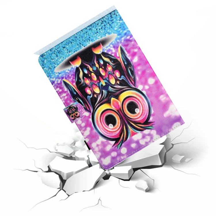 For Samsung Galaxy Tab A9 Coloured Drawing Stitching Flip PU Tablet Case with Sleep / Wake-up Function(Owl) - Galaxy Tab A9 by buy2fix | Online Shopping UK | buy2fix