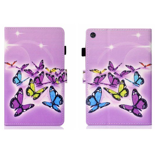 For Samsung Galaxy Tab A9 Coloured Drawing Stitching Flip PU Tablet Case with Sleep / Wake-up Function(Butterflies) - Galaxy Tab A9 by buy2fix | Online Shopping UK | buy2fix