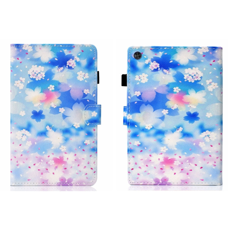 For Samsung Galaxy Tab A9 Coloured Drawing Stitching Flip PU Tablet Case with Sleep / Wake-up Function(Petal Rain) - Galaxy Tab A9 by buy2fix | Online Shopping UK | buy2fix