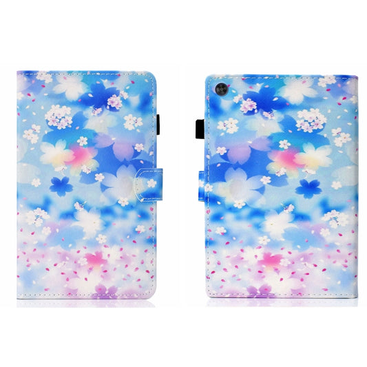 For Samsung Galaxy Tab A9 Coloured Drawing Stitching Flip PU Tablet Case with Sleep / Wake-up Function(Petal Rain) - Galaxy Tab A9 by buy2fix | Online Shopping UK | buy2fix