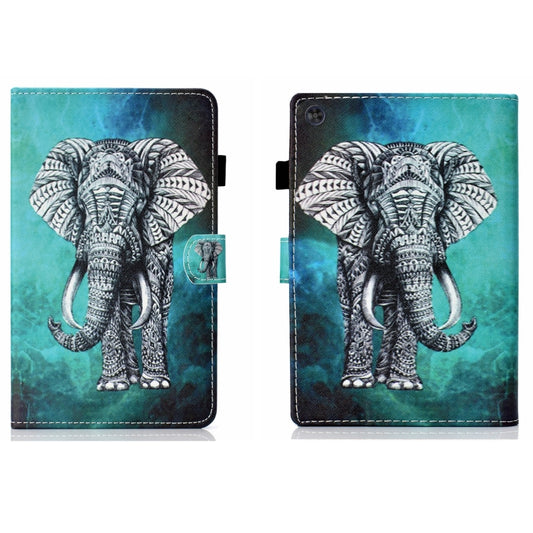 For Samsung Galaxy Tab A9 Coloured Drawing Stitching Flip PU Tablet Case with Sleep / Wake-up Function(Elephant) - Galaxy Tab A9 by buy2fix | Online Shopping UK | buy2fix