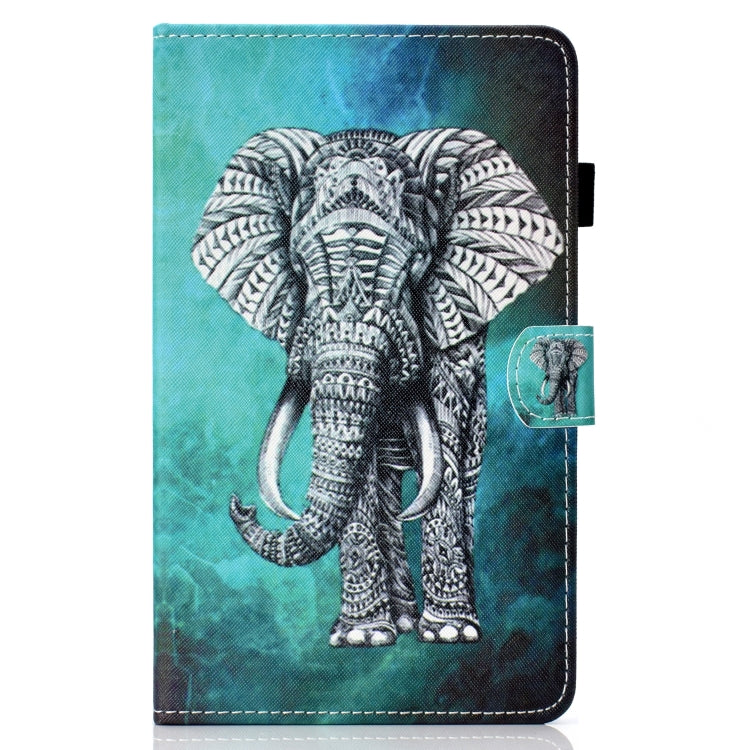 For Samsung Galaxy Tab A9 Coloured Drawing Stitching Flip PU Tablet Case with Sleep / Wake-up Function(Elephant) - Galaxy Tab A9 by buy2fix | Online Shopping UK | buy2fix