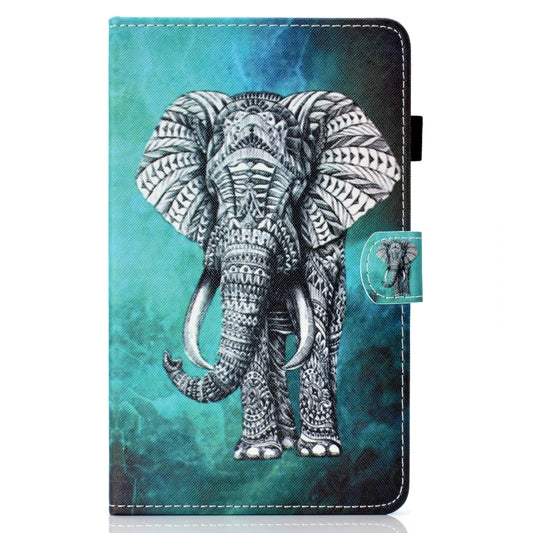 For Samsung Galaxy Tab A9 Coloured Drawing Stitching Flip PU Tablet Case with Sleep / Wake-up Function(Elephant) - Galaxy Tab A9 by buy2fix | Online Shopping UK | buy2fix