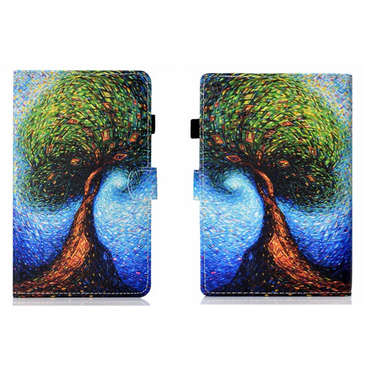 For Samsung Galaxy Tab A9 Coloured Drawing Stitching Flip PU Tablet Case with Sleep / Wake-up Function(Abstract Tree) - Galaxy Tab A9 by buy2fix | Online Shopping UK | buy2fix