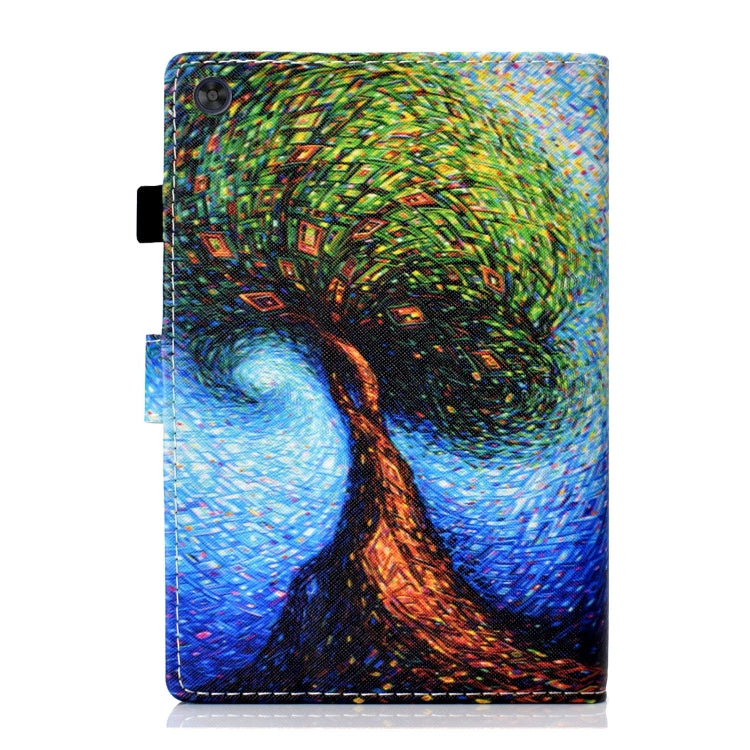 For Samsung Galaxy Tab A9 Coloured Drawing Stitching Flip PU Tablet Case with Sleep / Wake-up Function(Abstract Tree) - Galaxy Tab A9 by buy2fix | Online Shopping UK | buy2fix
