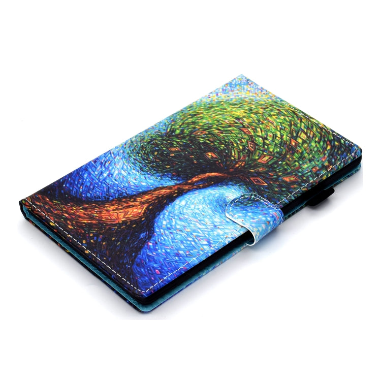 For Samsung Galaxy Tab A9 Coloured Drawing Stitching Flip PU Tablet Case with Sleep / Wake-up Function(Abstract Tree) - Galaxy Tab A9 by buy2fix | Online Shopping UK | buy2fix