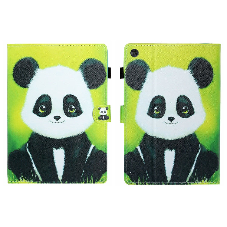 For Samsung Galaxy Tab A9+ Coloured Drawing Stitching Flip PU Tablet Case with Sleep / Wake-up Function(Panda) - Galaxy Tab A9+ by buy2fix | Online Shopping UK | buy2fix