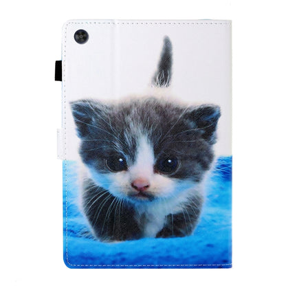 For Samsung Galaxy Tab A9+ Coloured Drawing Stitching Flip PU Tablet Case with Sleep / Wake-up Function(Blue White Cat) - Galaxy Tab A9+ by buy2fix | Online Shopping UK | buy2fix
