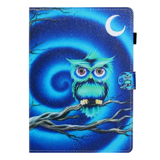 For Samsung Galaxy Tab A9+ Coloured Drawing Stitching Flip PU Tablet Case with Sleep / Wake-up Function(Moon Owl) - Galaxy Tab A9+ by buy2fix | Online Shopping UK | buy2fix