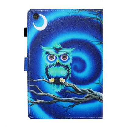 For Samsung Galaxy Tab A9+ Coloured Drawing Stitching Flip PU Tablet Case with Sleep / Wake-up Function(Moon Owl) - Galaxy Tab A9+ by buy2fix | Online Shopping UK | buy2fix