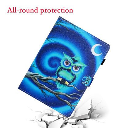For Samsung Galaxy Tab A9+ Coloured Drawing Stitching Flip PU Tablet Case with Sleep / Wake-up Function(Moon Owl) - Galaxy Tab A9+ by buy2fix | Online Shopping UK | buy2fix