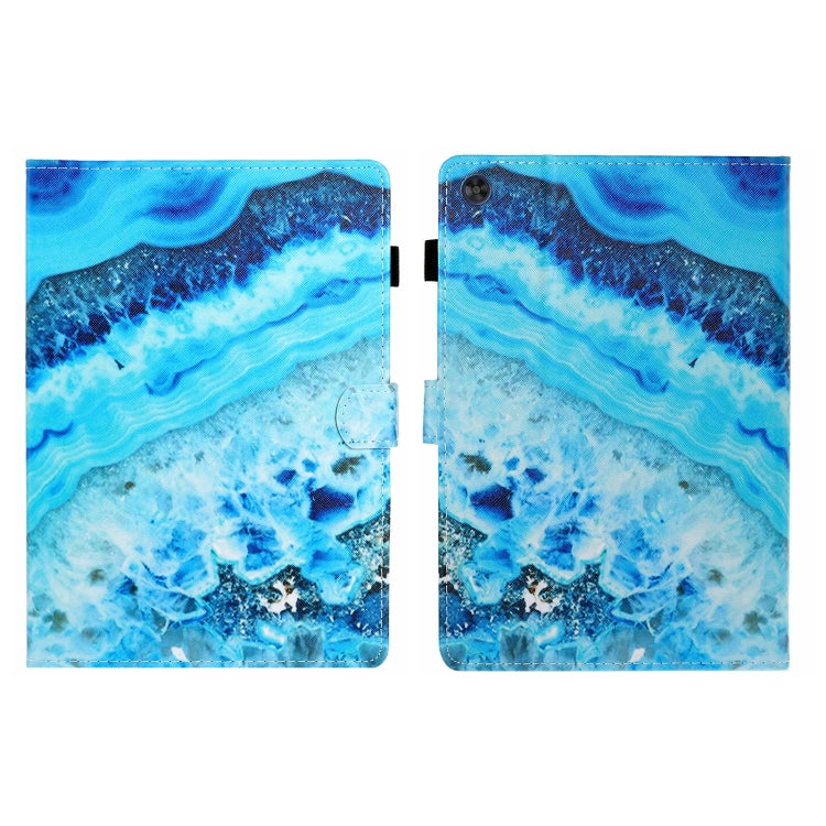 For Samsung Galaxy Tab A9+ Coloured Drawing Stitching Flip PU Tablet Case with Sleep / Wake-up Function(Blue Marble) - Galaxy Tab A9+ by buy2fix | Online Shopping UK | buy2fix