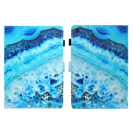 For Samsung Galaxy Tab A9+ Coloured Drawing Stitching Flip PU Tablet Case with Sleep / Wake-up Function(Blue Marble) - Galaxy Tab A9+ by buy2fix | Online Shopping UK | buy2fix