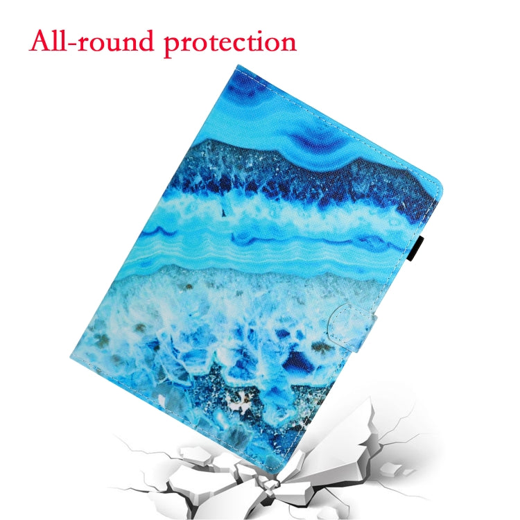 For Samsung Galaxy Tab A9+ Coloured Drawing Stitching Flip PU Tablet Case with Sleep / Wake-up Function(Blue Marble) - Galaxy Tab A9+ by buy2fix | Online Shopping UK | buy2fix