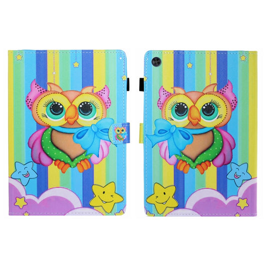 For Samsung Galaxy Tab A9+ Coloured Drawing Stitching Flip PU Tablet Case with Sleep / Wake-up Function(Rainbow Owl) - Galaxy Tab A9+ by buy2fix | Online Shopping UK | buy2fix