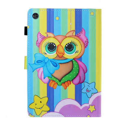 For Samsung Galaxy Tab A9+ Coloured Drawing Stitching Flip PU Tablet Case with Sleep / Wake-up Function(Rainbow Owl) - Galaxy Tab A9+ by buy2fix | Online Shopping UK | buy2fix
