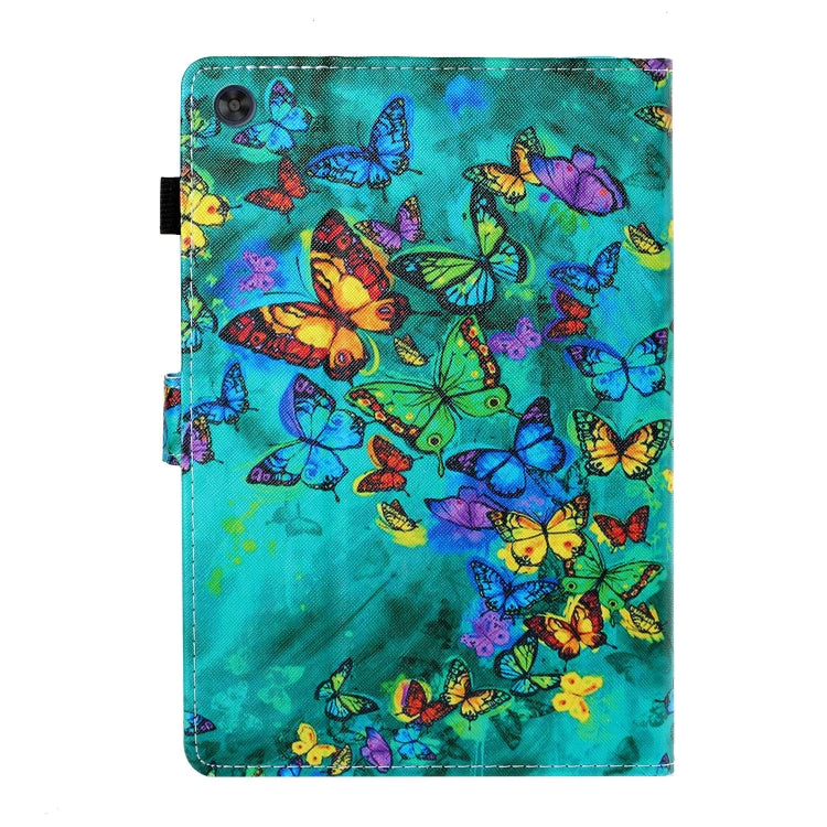 For Samsung Galaxy Tab A9 Coloured Drawing Stitching Flip PU Tablet Case with Sleep / Wake-up Function(Green Butterfly) - Galaxy Tab A9 by buy2fix | Online Shopping UK | buy2fix
