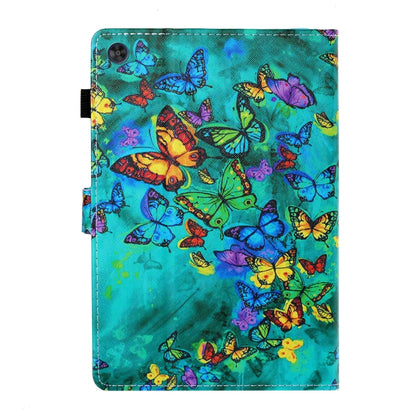 For Samsung Galaxy Tab A9 Coloured Drawing Stitching Flip PU Tablet Case with Sleep / Wake-up Function(Green Butterfly) - Galaxy Tab A9 by buy2fix | Online Shopping UK | buy2fix