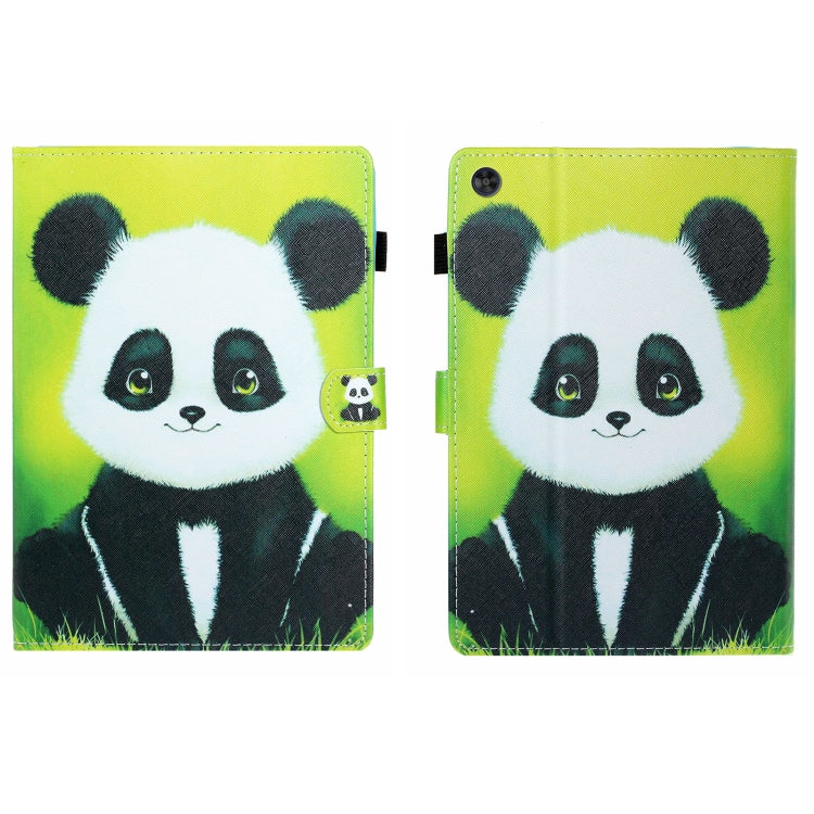 For Samsung Galaxy Tab A9 Coloured Drawing Stitching Flip PU Tablet Case with Sleep / Wake-up Function(Panda) - Galaxy Tab A9 by buy2fix | Online Shopping UK | buy2fix