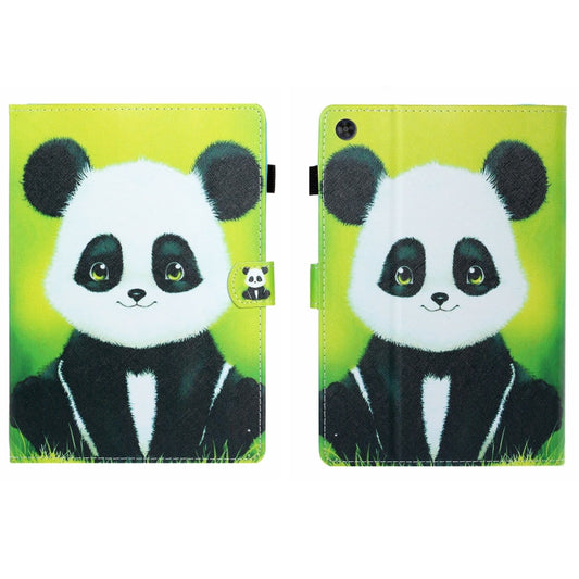For Samsung Galaxy Tab A9 Coloured Drawing Stitching Flip PU Tablet Case with Sleep / Wake-up Function(Panda) - Galaxy Tab A9 by buy2fix | Online Shopping UK | buy2fix