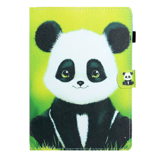 For Samsung Galaxy Tab A9 Coloured Drawing Stitching Flip PU Tablet Case with Sleep / Wake-up Function(Panda) - Galaxy Tab A9 by buy2fix | Online Shopping UK | buy2fix