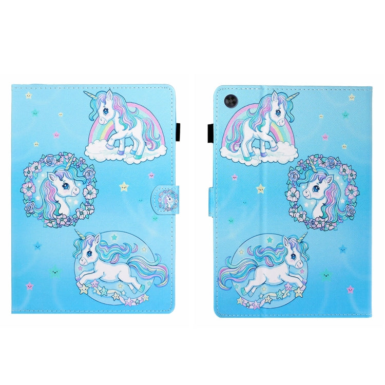 For Samsung Galaxy Tab A9 Coloured Drawing Stitching Flip PU Tablet Case with Sleep / Wake-up Function(Unicorn) - Galaxy Tab A9 by buy2fix | Online Shopping UK | buy2fix