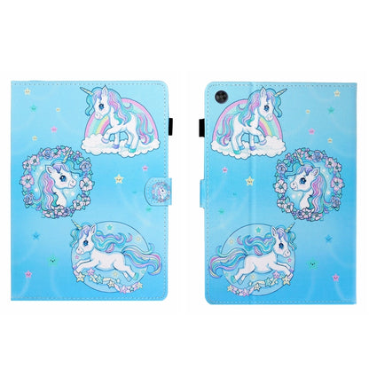 For Samsung Galaxy Tab A9 Coloured Drawing Stitching Flip PU Tablet Case with Sleep / Wake-up Function(Unicorn) - Galaxy Tab A9 by buy2fix | Online Shopping UK | buy2fix