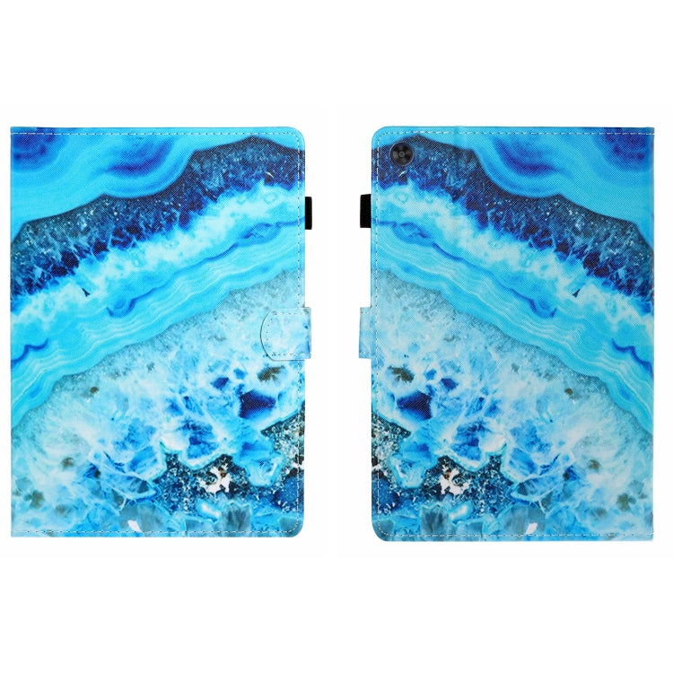 For Samsung Galaxy Tab A9 Coloured Drawing Stitching Flip PU Tablet Case with Sleep / Wake-up Function(Blue Marble) - Galaxy Tab A9 by buy2fix | Online Shopping UK | buy2fix