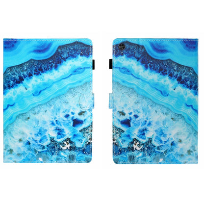 For Samsung Galaxy Tab A9 Coloured Drawing Stitching Flip PU Tablet Case with Sleep / Wake-up Function(Blue Marble) - Galaxy Tab A9 by buy2fix | Online Shopping UK | buy2fix